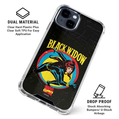 Marvel Classic Comics Black Widow iPhone 15 Clear Case